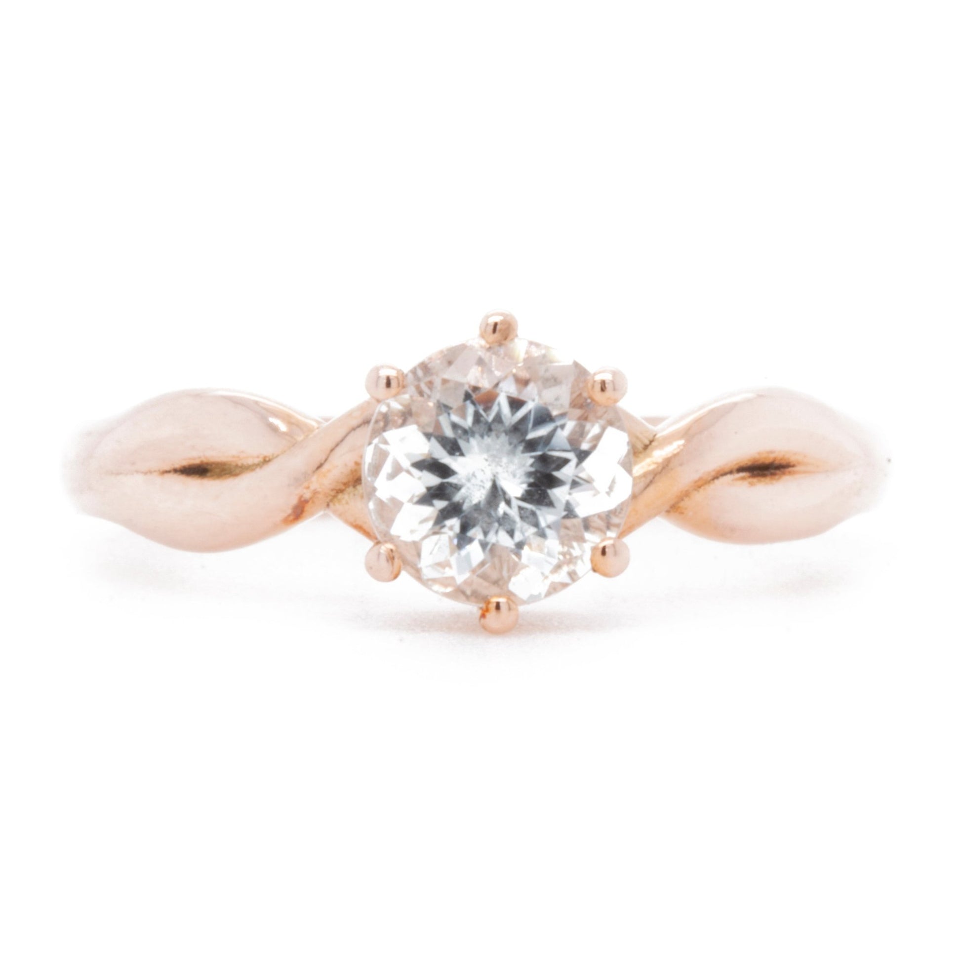 The Fairmined Rose Gold Goshenite Twist Ring (Ready to ship in size 6.25) - W.R. Metalarts