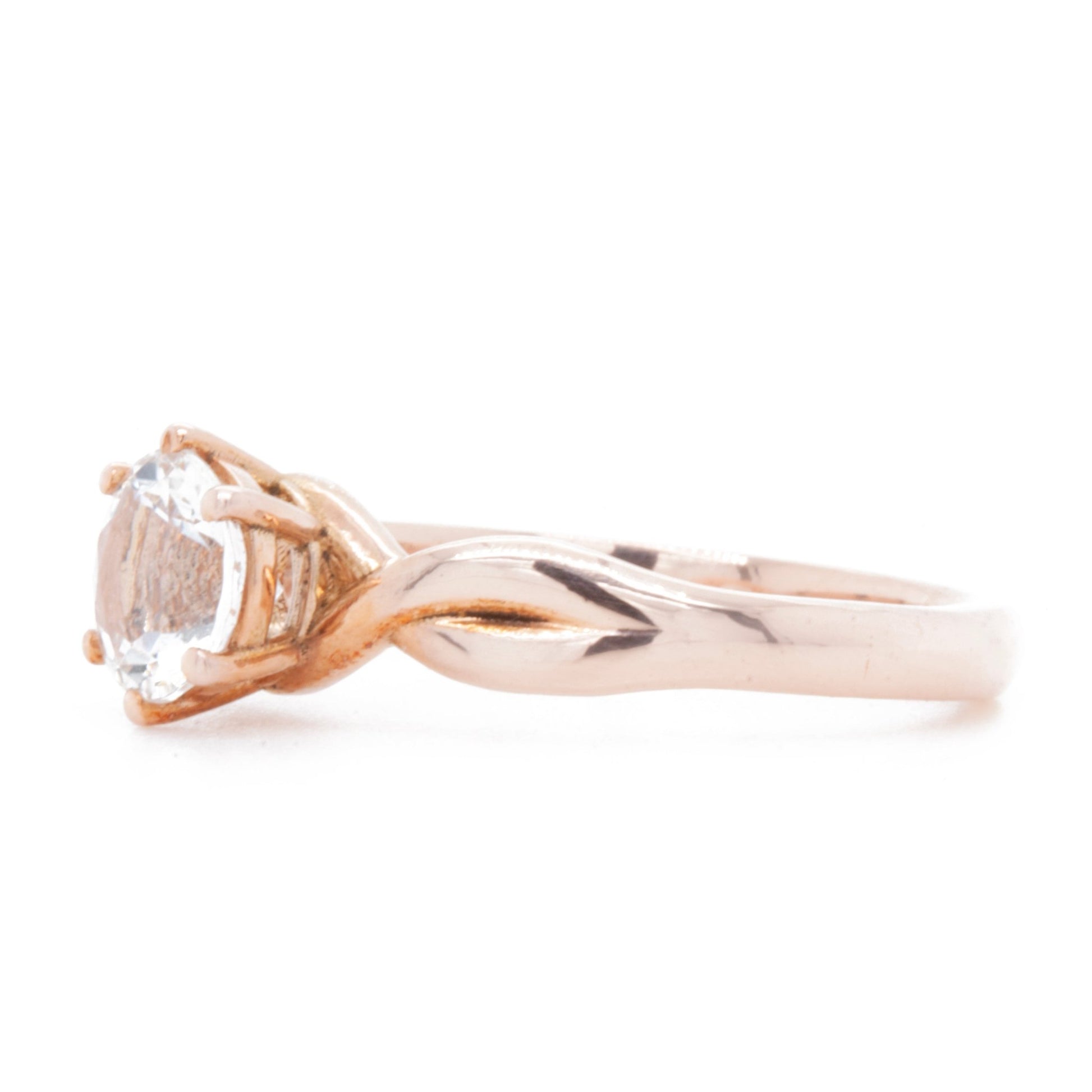The Fairmined Rose Gold Goshenite Twist Ring (Ready to ship in size 6.25) - W.R. Metalarts