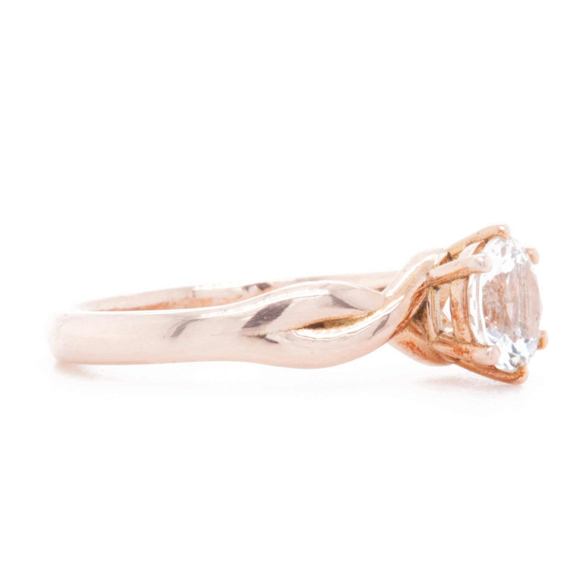 The Fairmined Rose Gold Goshenite Twist Ring (Ready to ship in size 6.25) - W.R. Metalarts