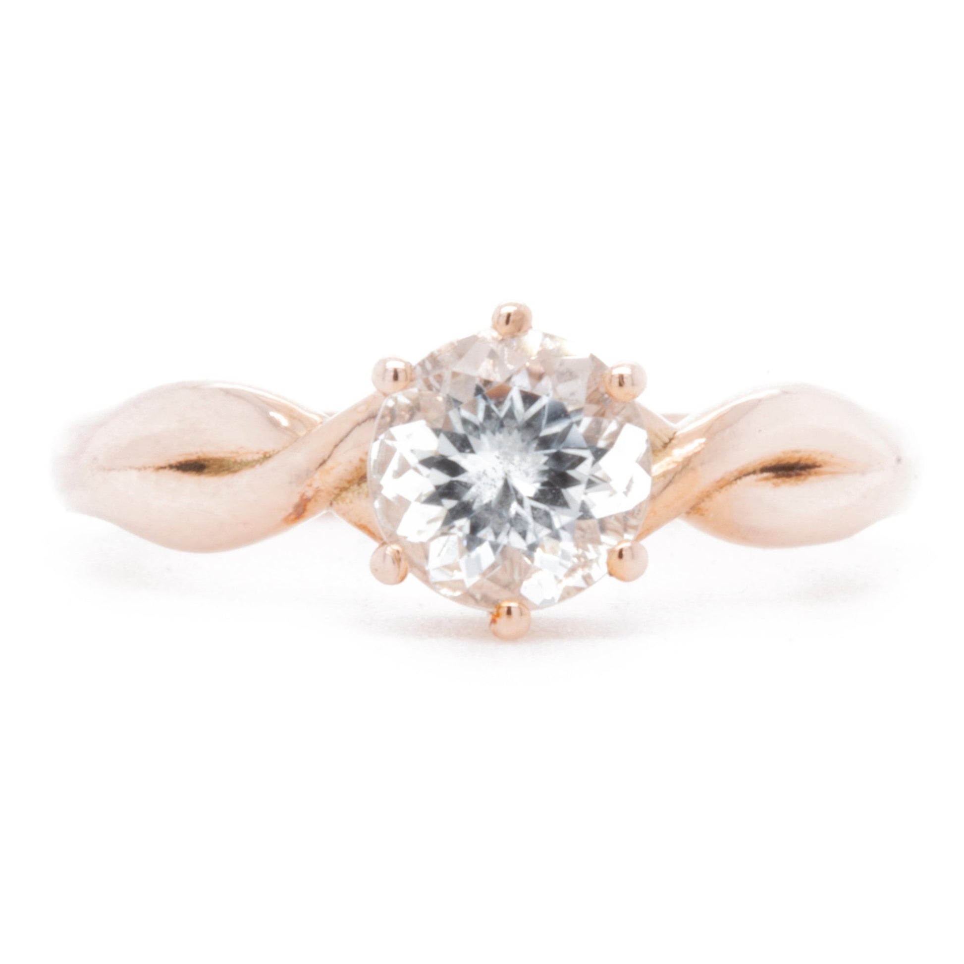 The Fairmined Rose Gold Goshenite Twist Ring (Ready to ship in size 6.25) - W.R. Metalarts