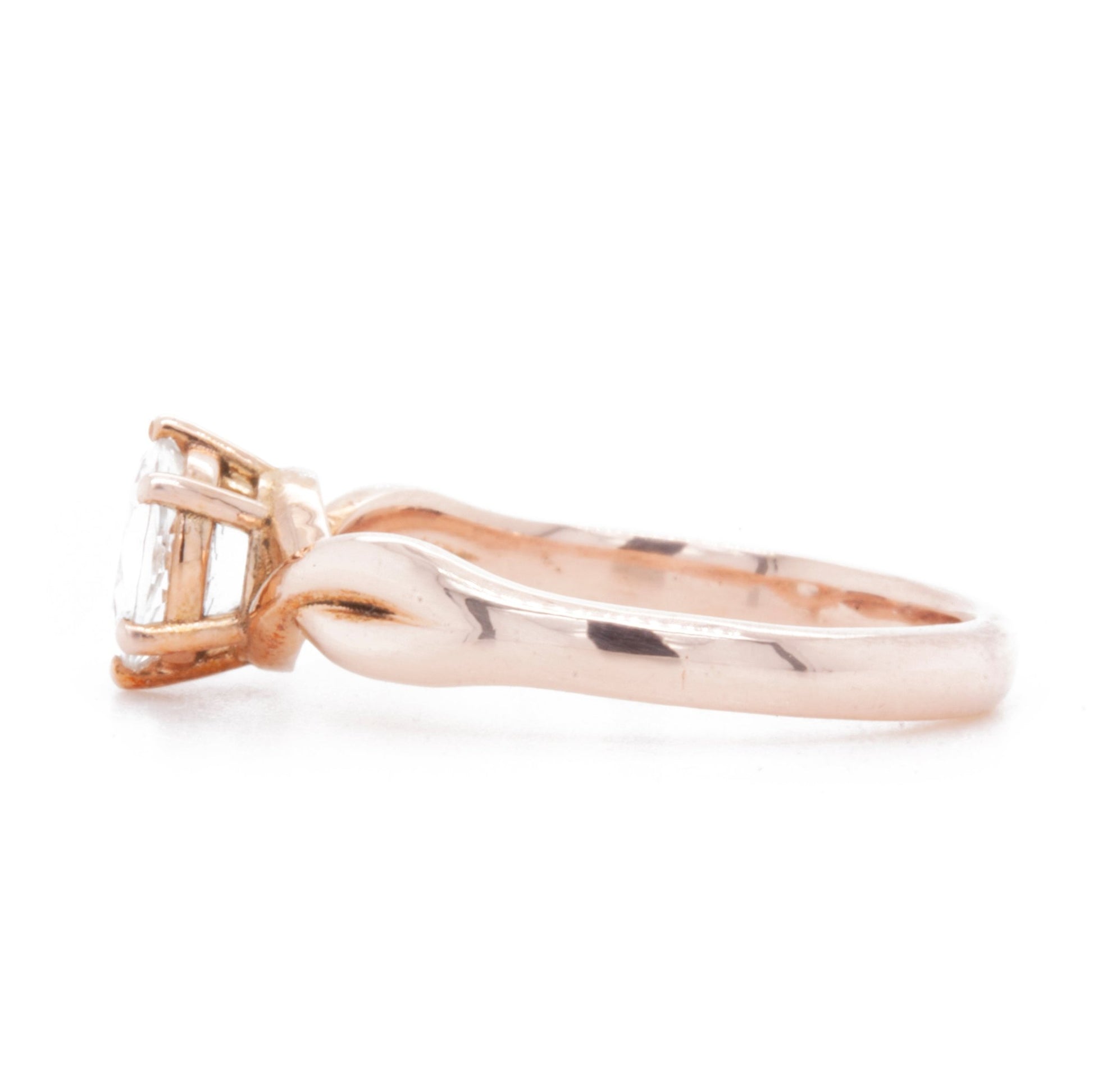 The Fairmined Rose Gold Goshenite Twist Ring (Ready to ship in size 6.25) - W.R. Metalarts