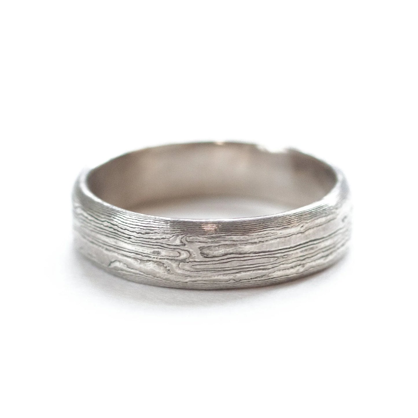 The Mokume Gane White Gold Strata Band (Ready to ship in 2.5mm width size 4.5)