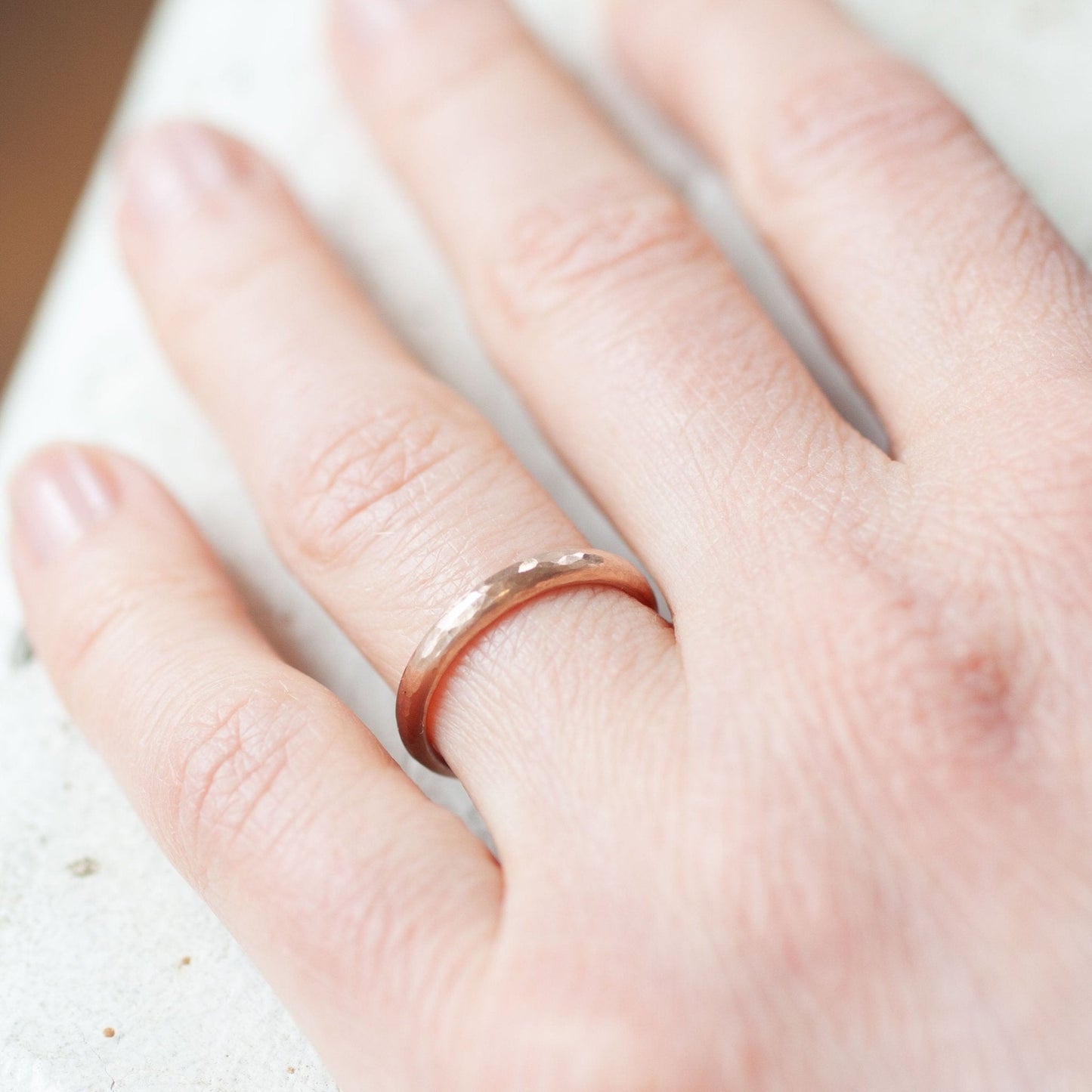 The Rose Gold Hammered Band (Ready to ship in 2.5mm width size 4.25) - W.R. Metalarts