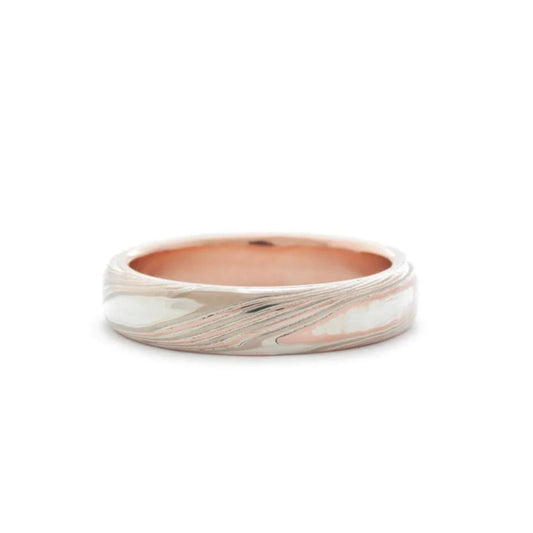 The Tri-Metal Mokume Gane Rose Gold Band (Ready to ship in 3mm width size 6.75)