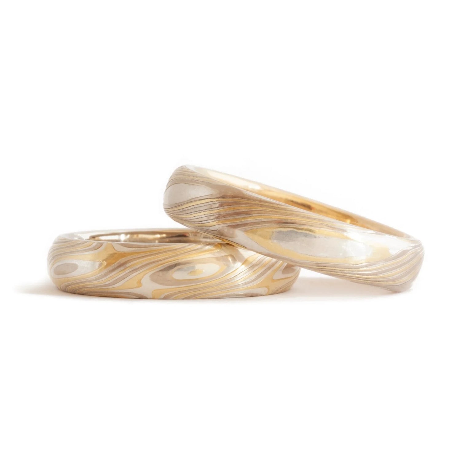 The Tri-Metal Mokume Gane Yellow Gold Band (Ready to ship in 3mm width with a 14K yellow gold liner size 7)