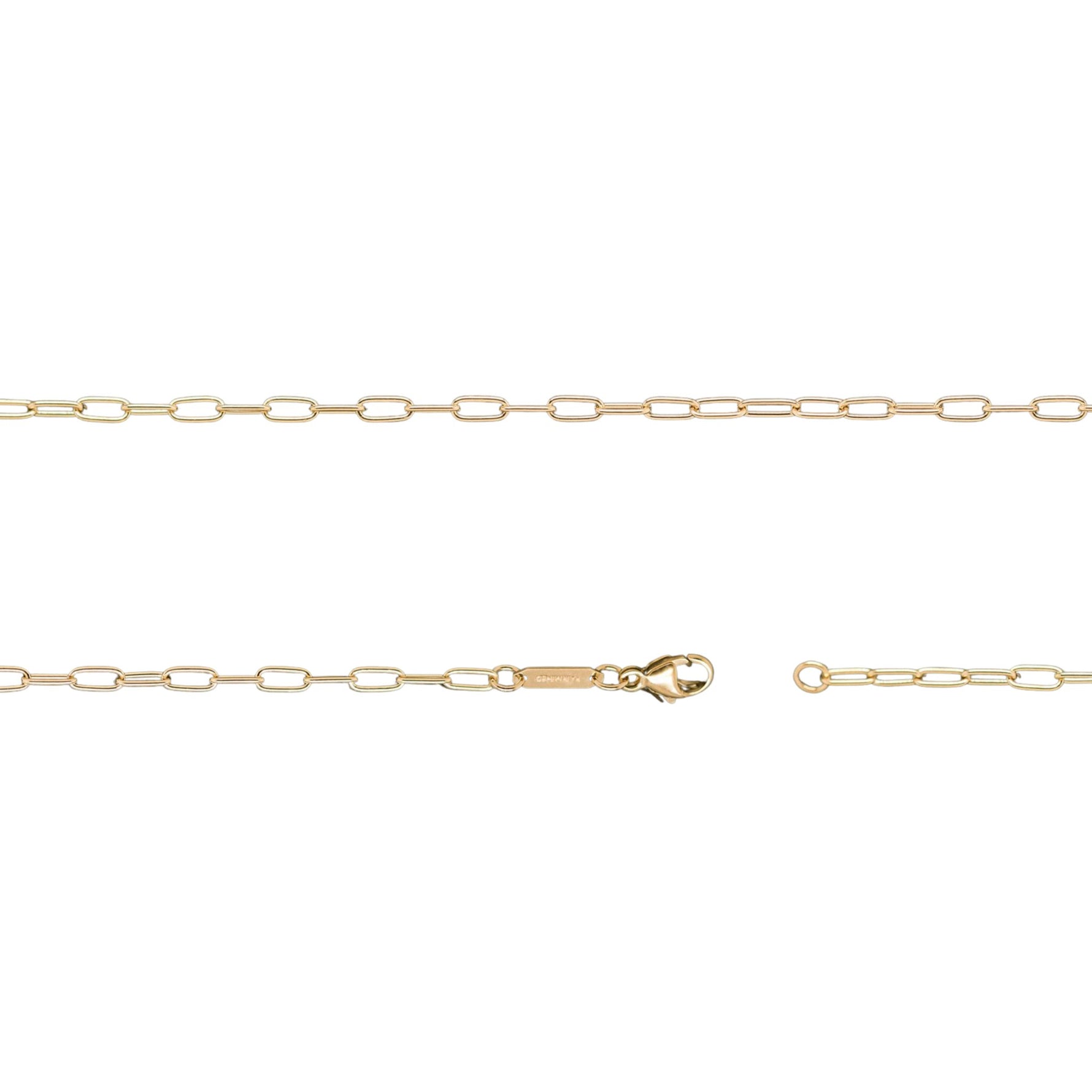 2.6mm x 5.7mm Rounded Paper Clip Chain in 14K Fairmined Gold - W.R. Metalarts