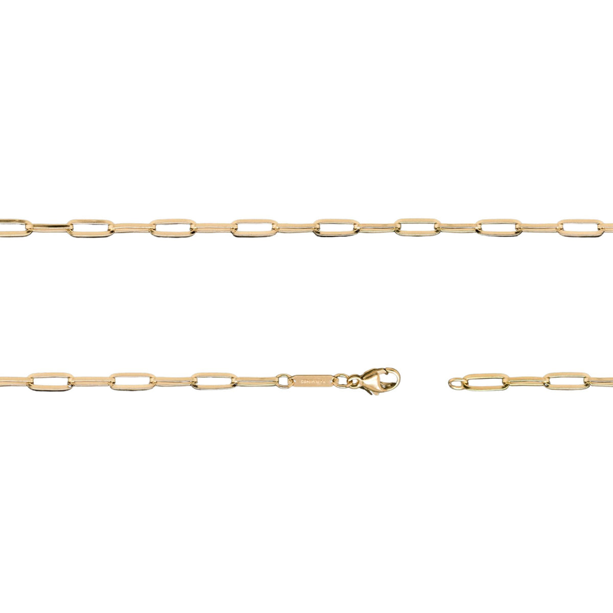 2.9mm x 8.3mm Flat Paper Clip Chain in 14K Fairmined Gold - W.R. Metalarts
