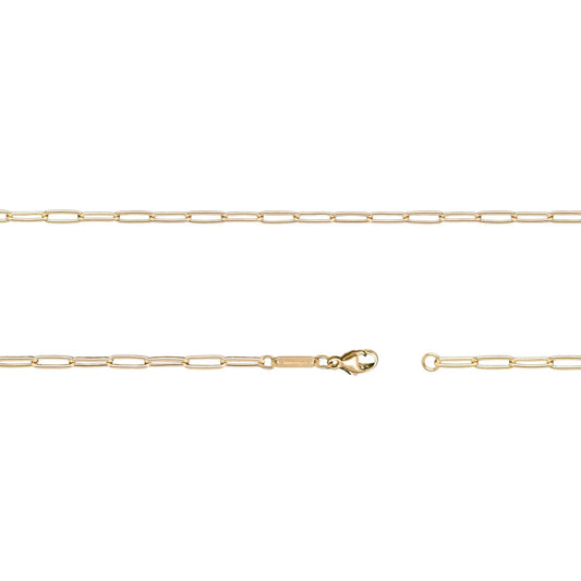 2.9mm x 8.3mm Round-Wire Paper Clip Chain in 14K Fairmined Gold - W.R. Metalarts