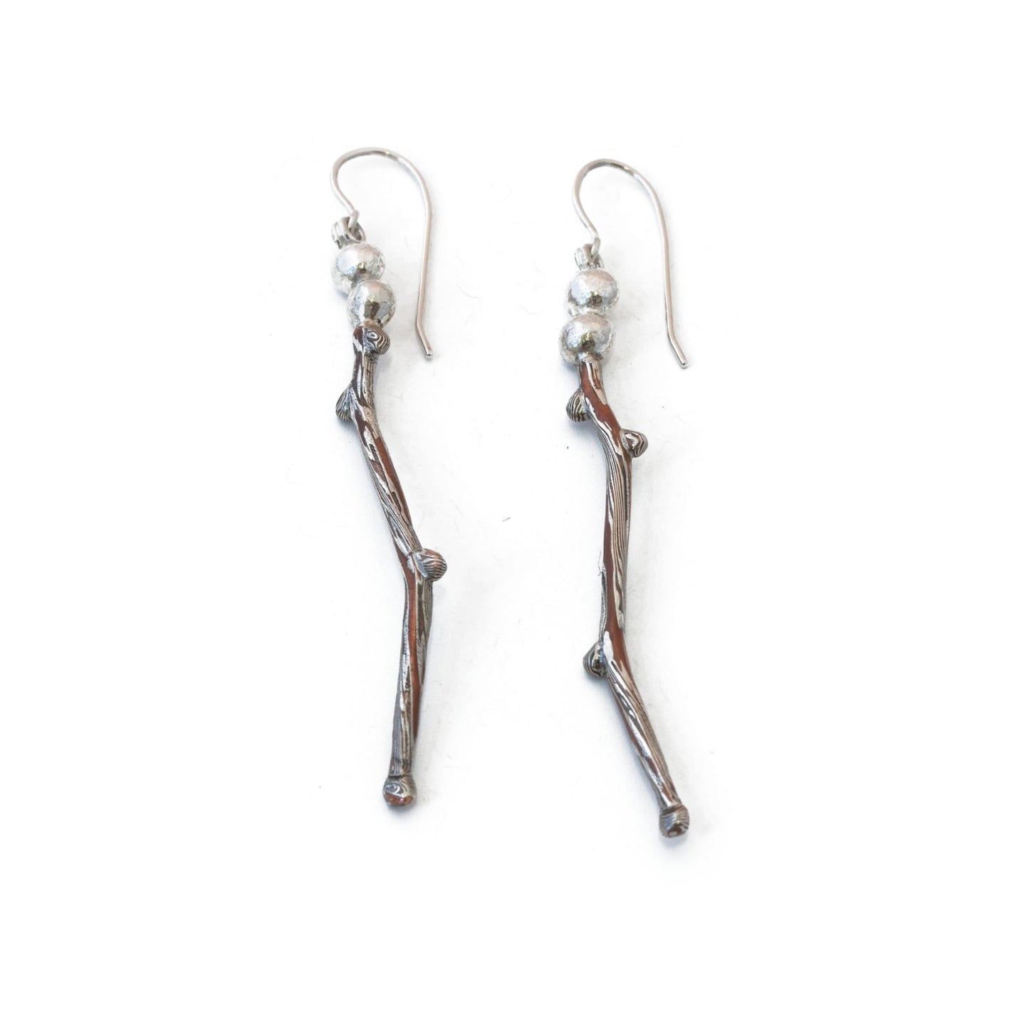 Mokume Branching Earrings - W.R. Metalarts