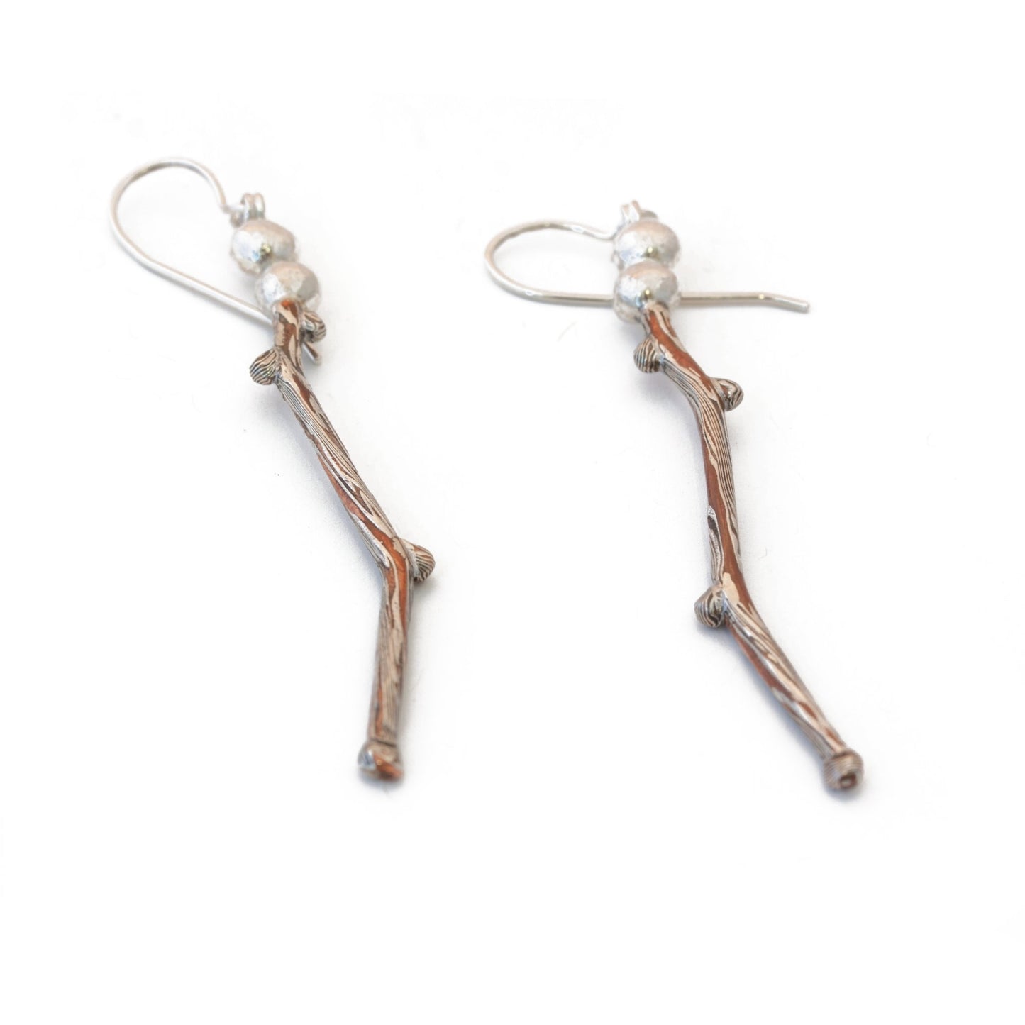 Mokume Branching Earrings - W.R. Metalarts