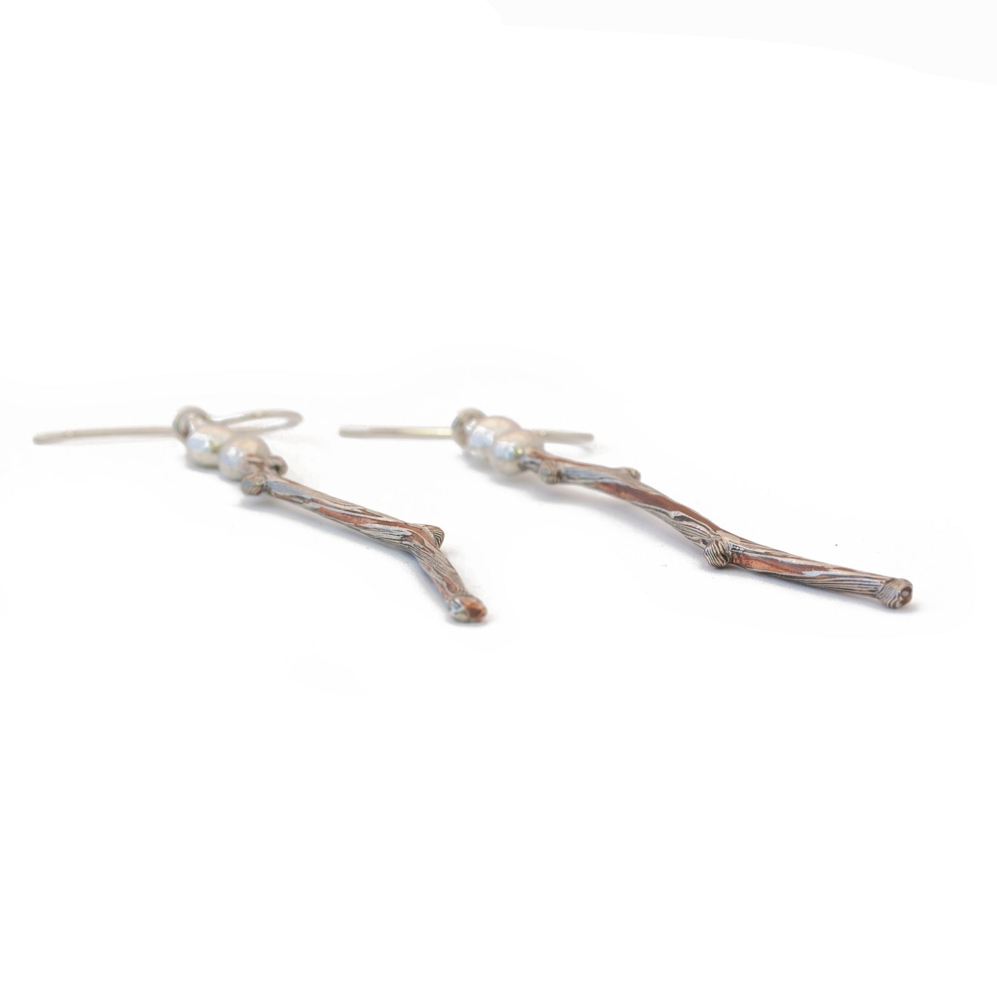 Mokume Branching Earrings - W.R. Metalarts