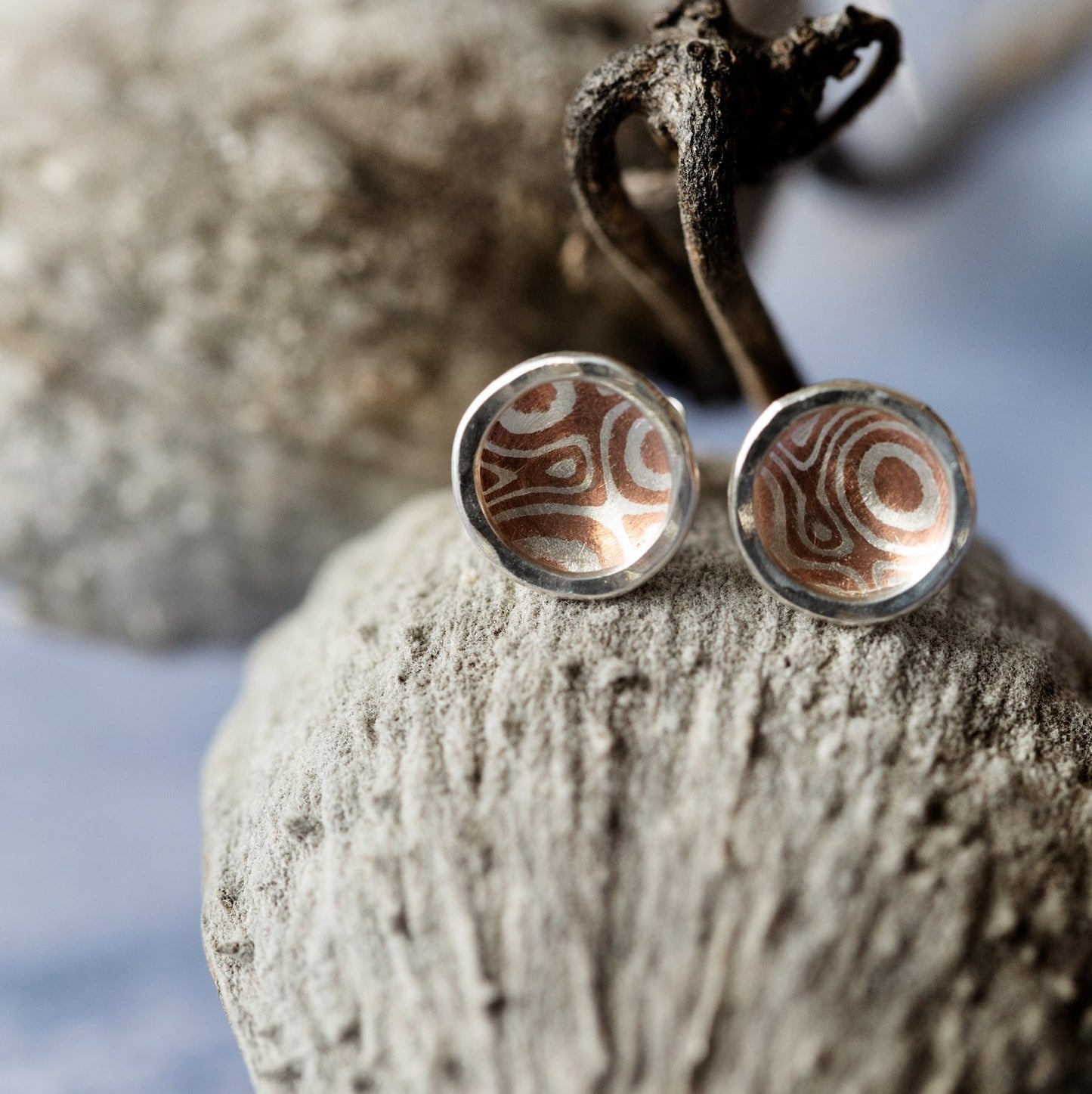 Mokume Dapped Studs - W.R. Metalarts