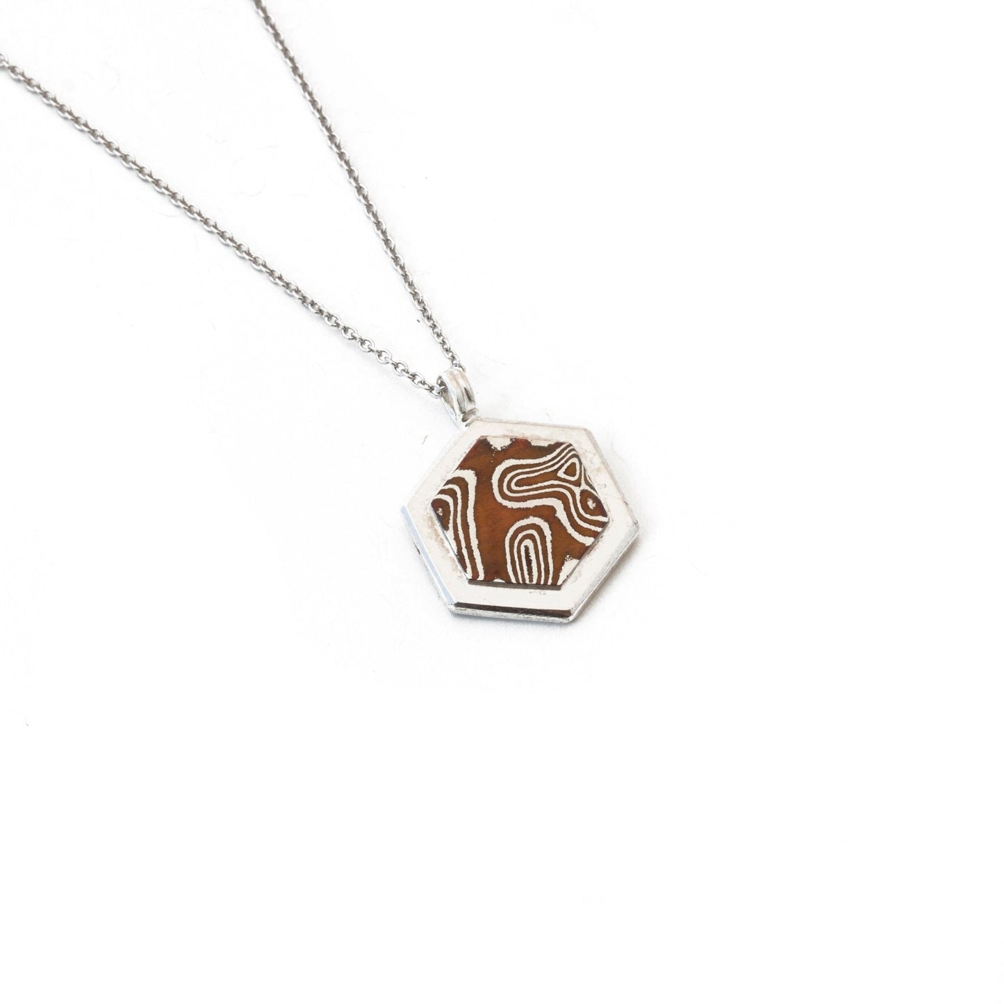 Mokume Hexagon Pendant - W.R. Metalarts