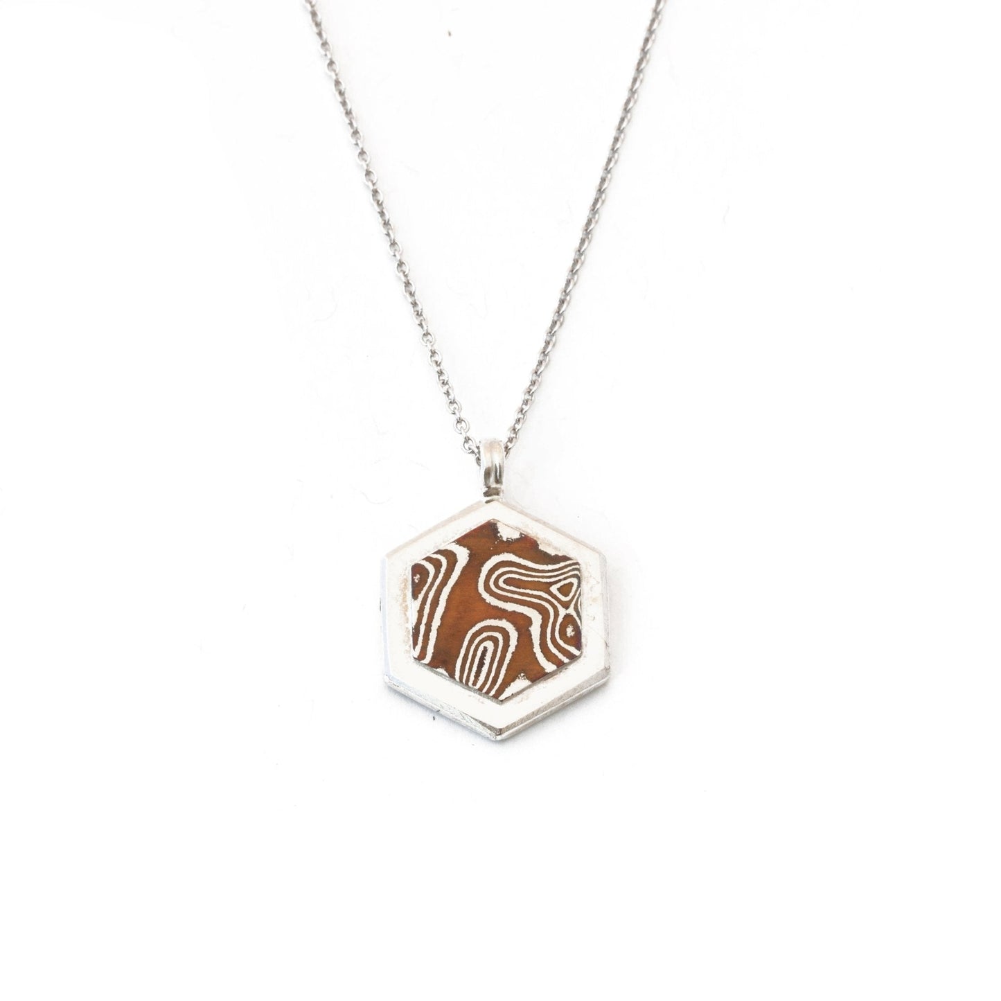 Mokume Hexagon Pendant - W.R. Metalarts