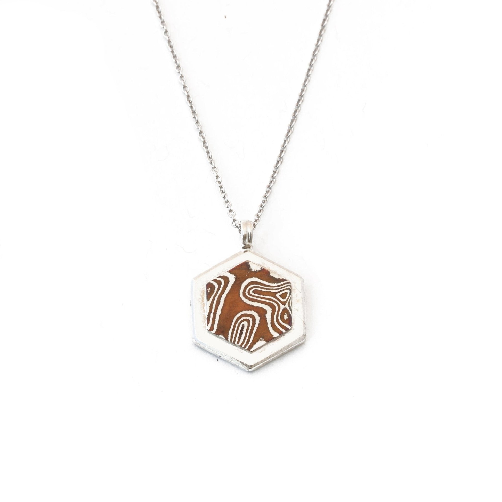 Mokume Hexagon Pendant - W.R. Metalarts