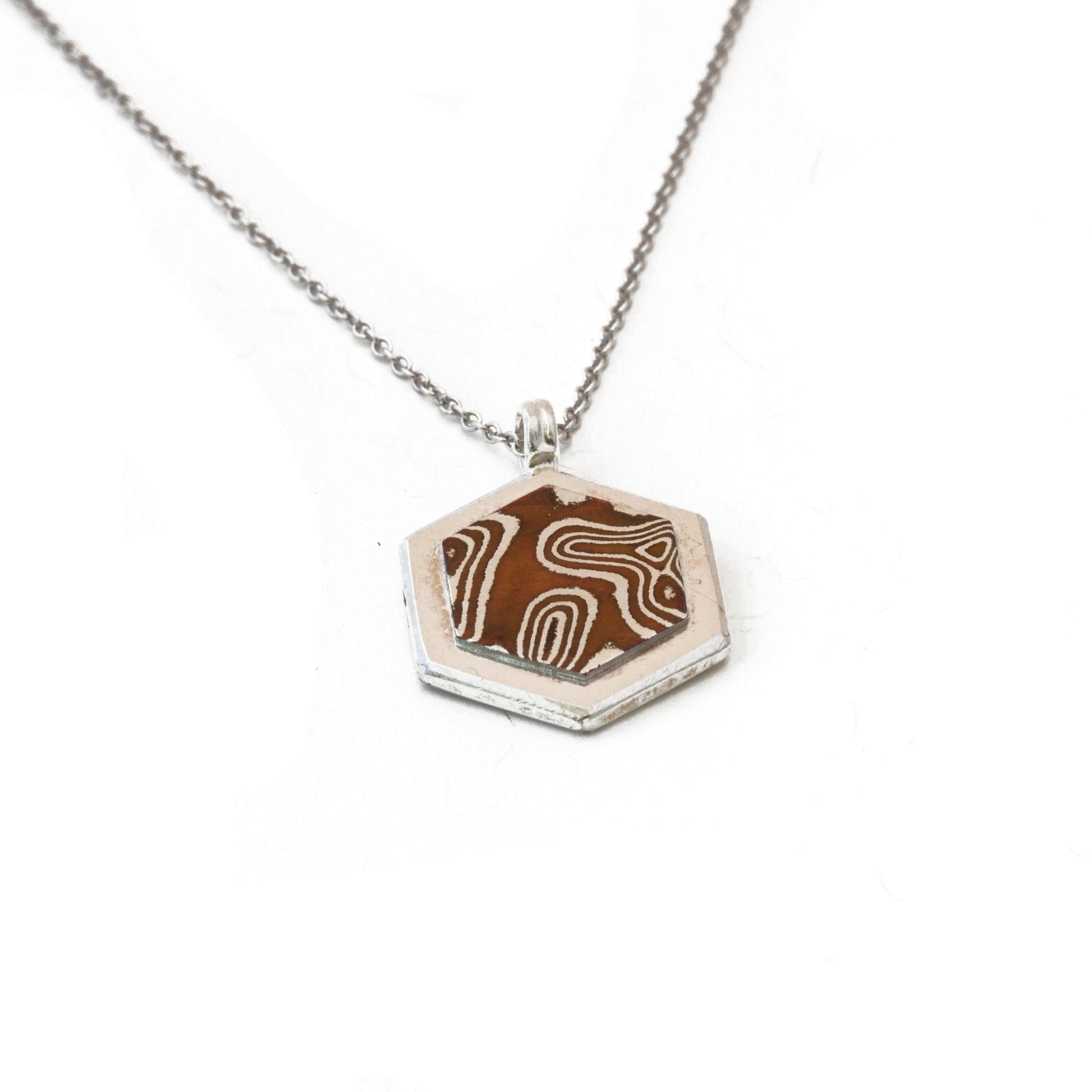 Mokume Hexagon Pendant - W.R. Metalarts