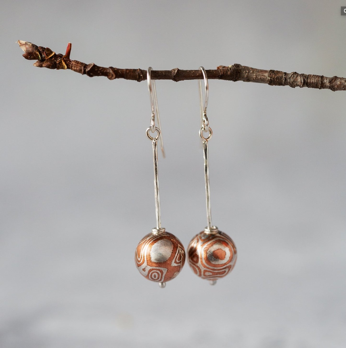 Mokume Sphere Earrings - W.R. Metalarts