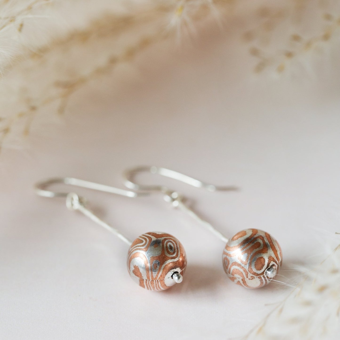 Mokume Sphere Earrings - W.R. Metalarts