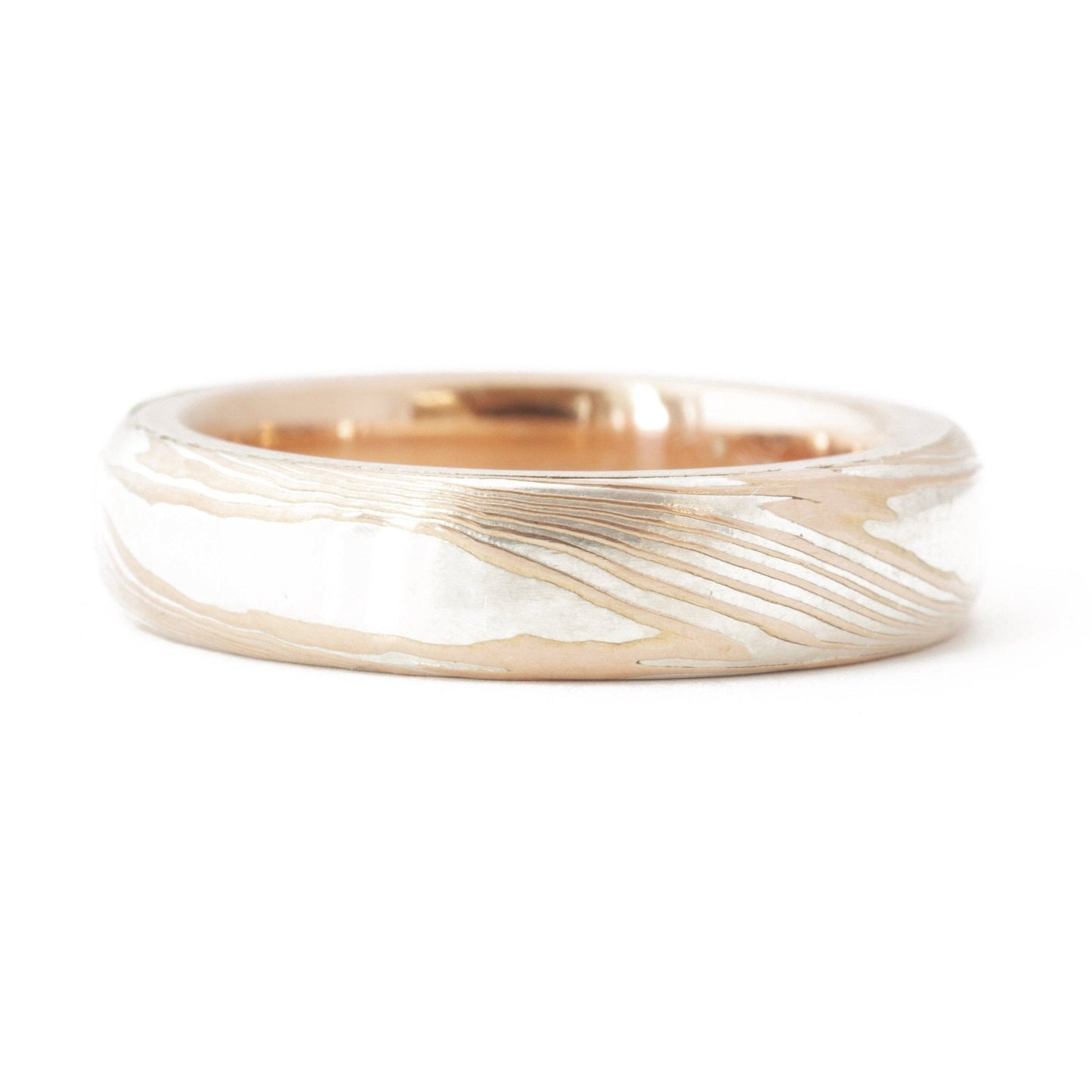 The Bi-Metal Mokume Gane Rose Gold Band - W.R. Metalarts