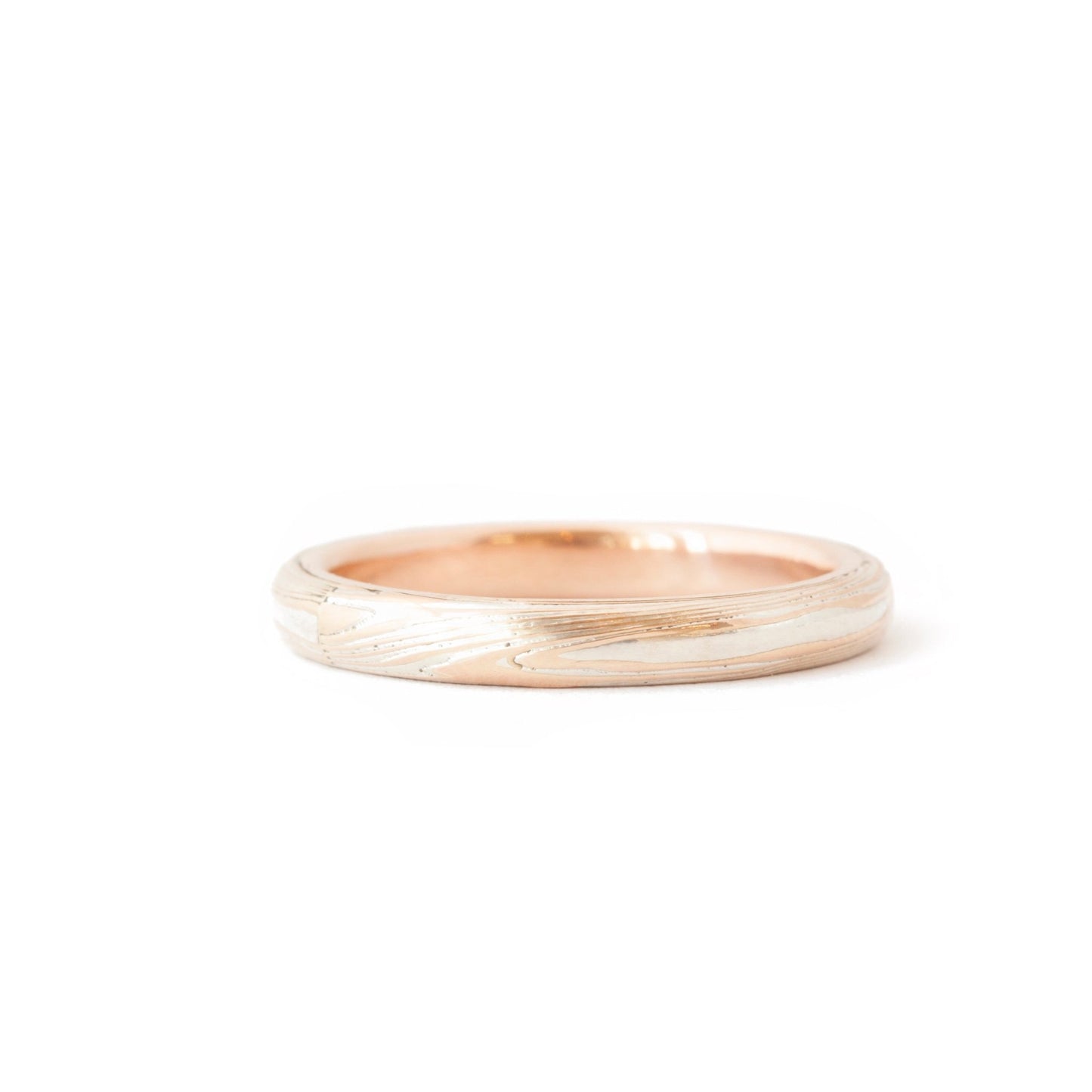 The Bi-Metal Mokume Gane Rose Gold Band - W.R. Metalarts