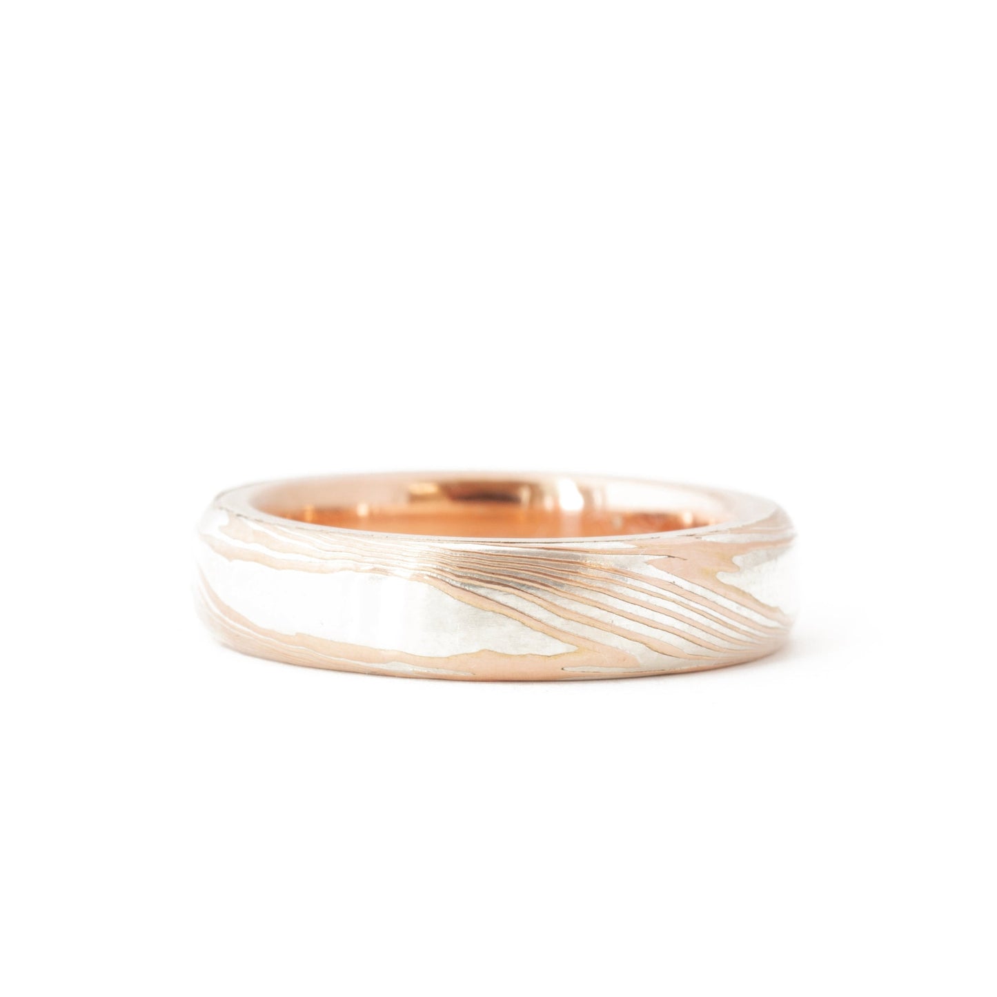 The Bi-Metal Mokume Gane Rose Gold Band - W.R. Metalarts