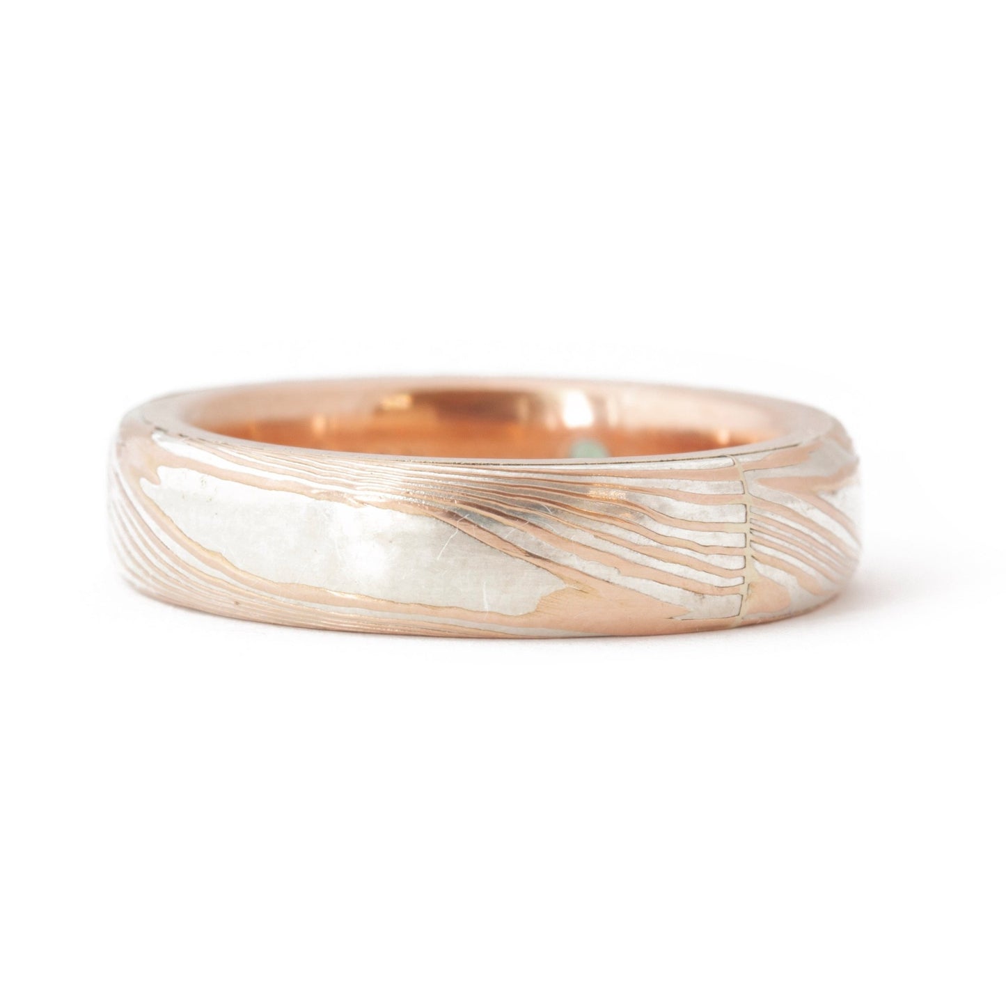 The Bi-Metal Mokume Gane Rose Gold Band - W.R. Metalarts