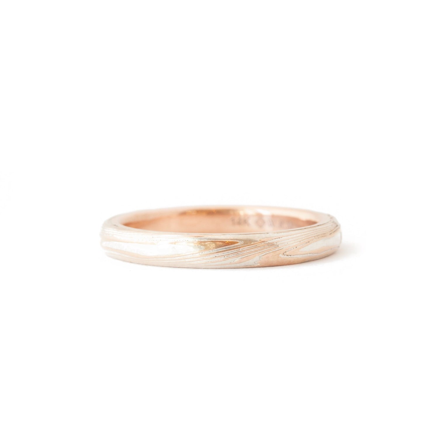 The Bi-Metal Mokume Gane Rose Gold Band - W.R. Metalarts