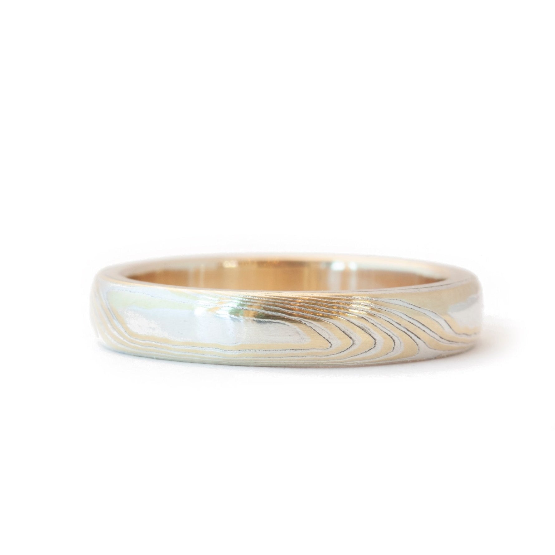 The Bi-Metal Mokume Gane Yellow Gold Band - W.R. Metalarts