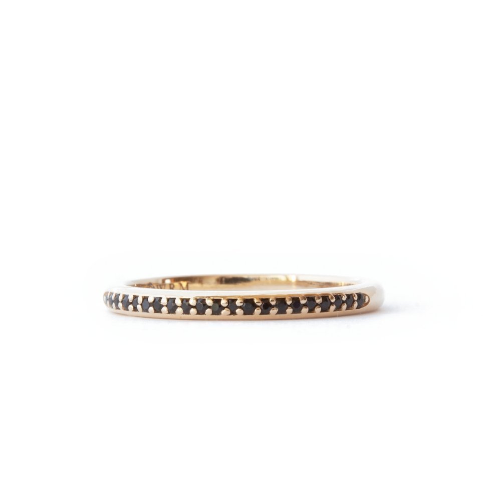 The Black Pavé Band (Ready to ship in 14K yellow gold size 7) - W.R. Metalarts