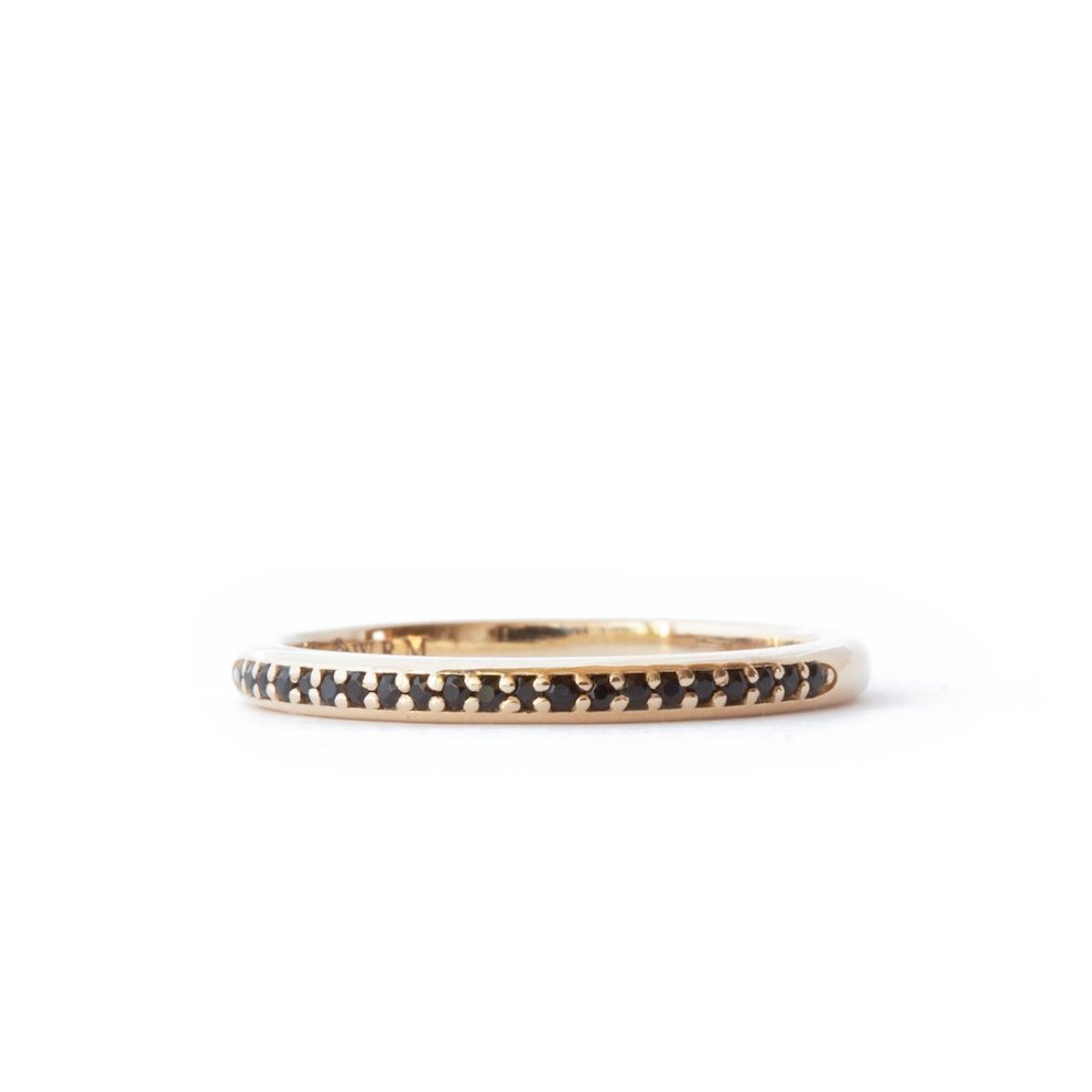The Black Pavé Band (Ready to ship in 14K yellow gold size 7) - W.R. Metalarts