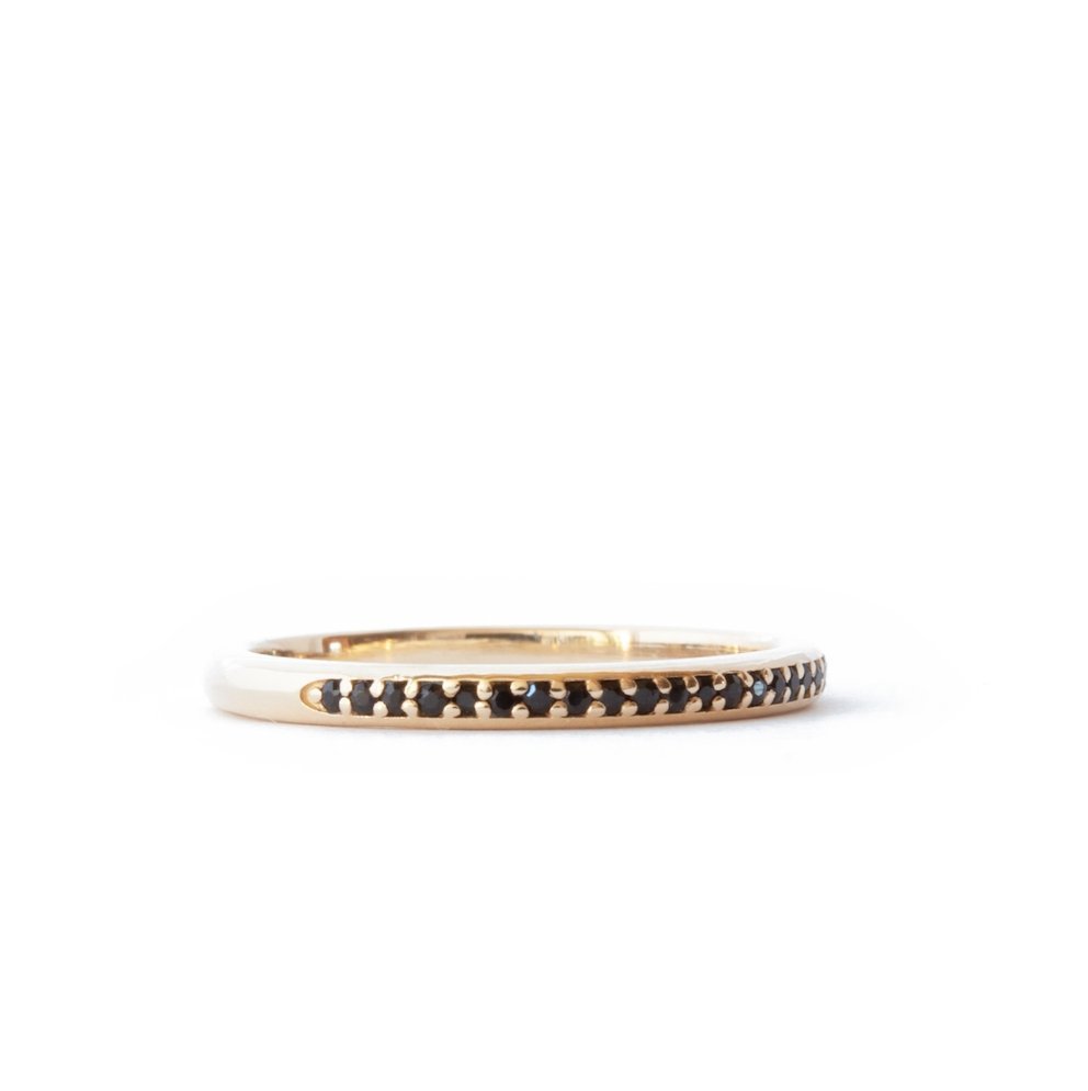The Black Pavé Band (Ready to ship in 14K yellow gold size 7) - W.R. Metalarts