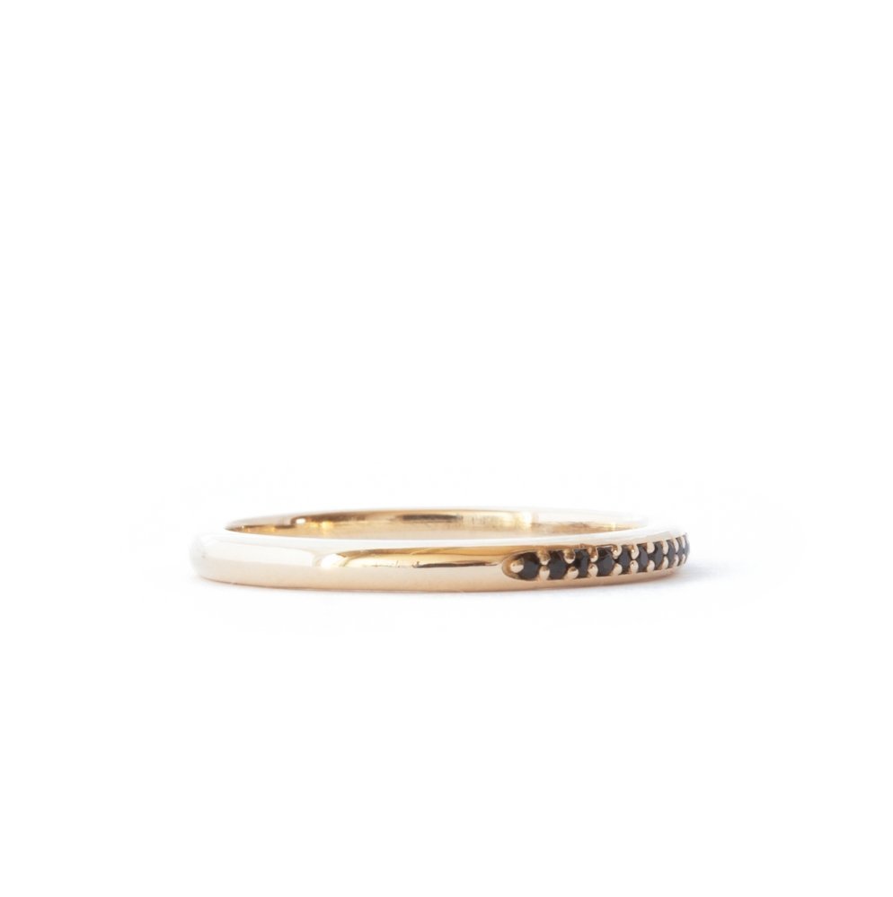The Black Pavé Band (Ready to ship in 14K yellow gold size 7) - W.R. Metalarts
