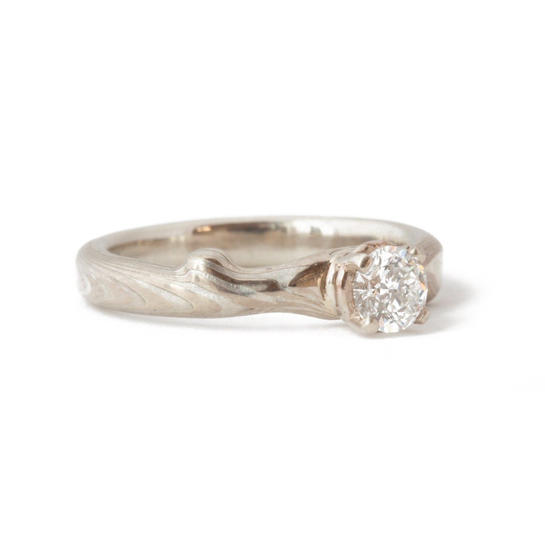 The Diamond Mokume Notched Solitaire - W.R. Metalarts