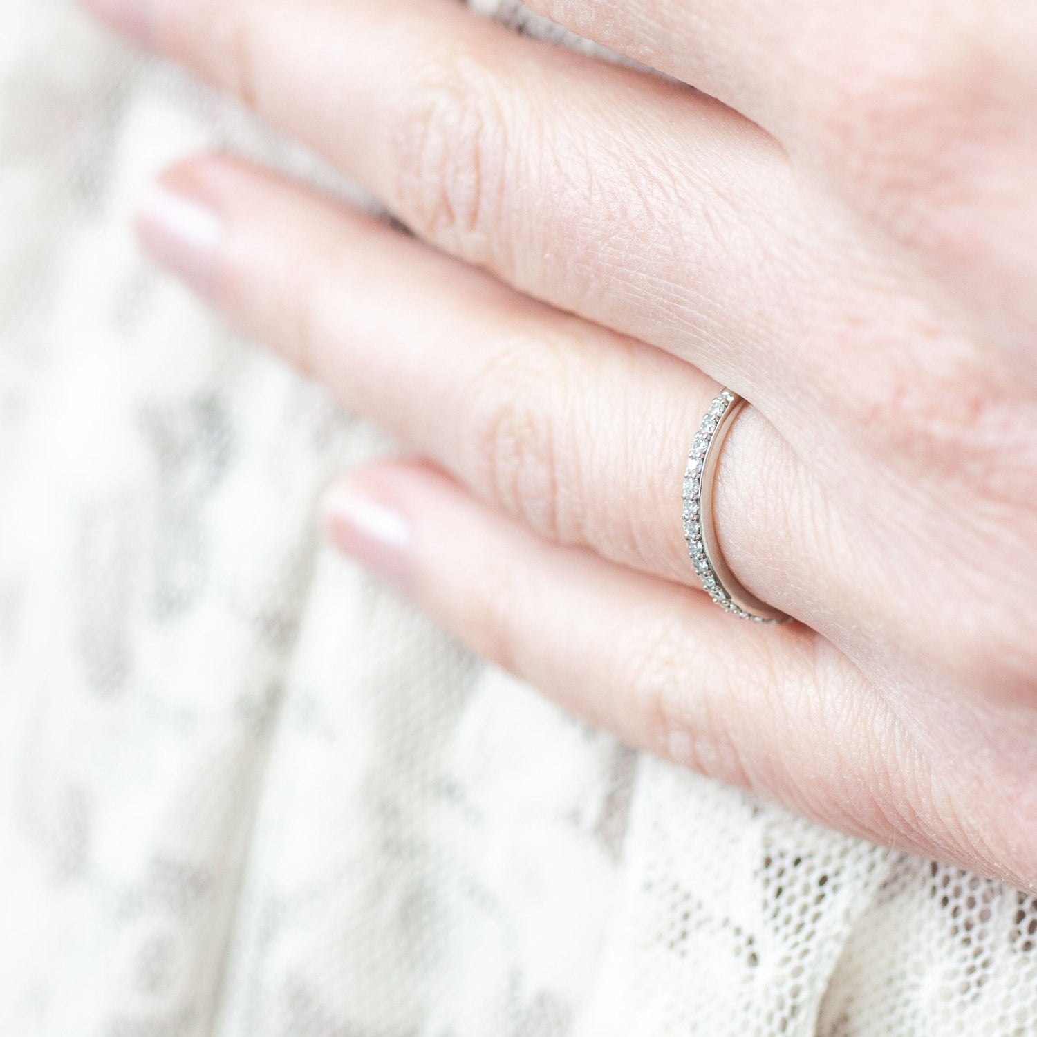 The Diamond Pavé Band (Ready to ship in 14K palladium white gold size 7) - W.R. Metalarts