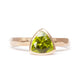 The Fairmined Arizona Peridot Trillion-Cut Carved Solitaire - W.R. Metalarts
