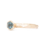 The Fairmined Montana Sapphire Hexagon Carved Solitaire (Ready to ship in size 9.5) - W.R. Metalarts