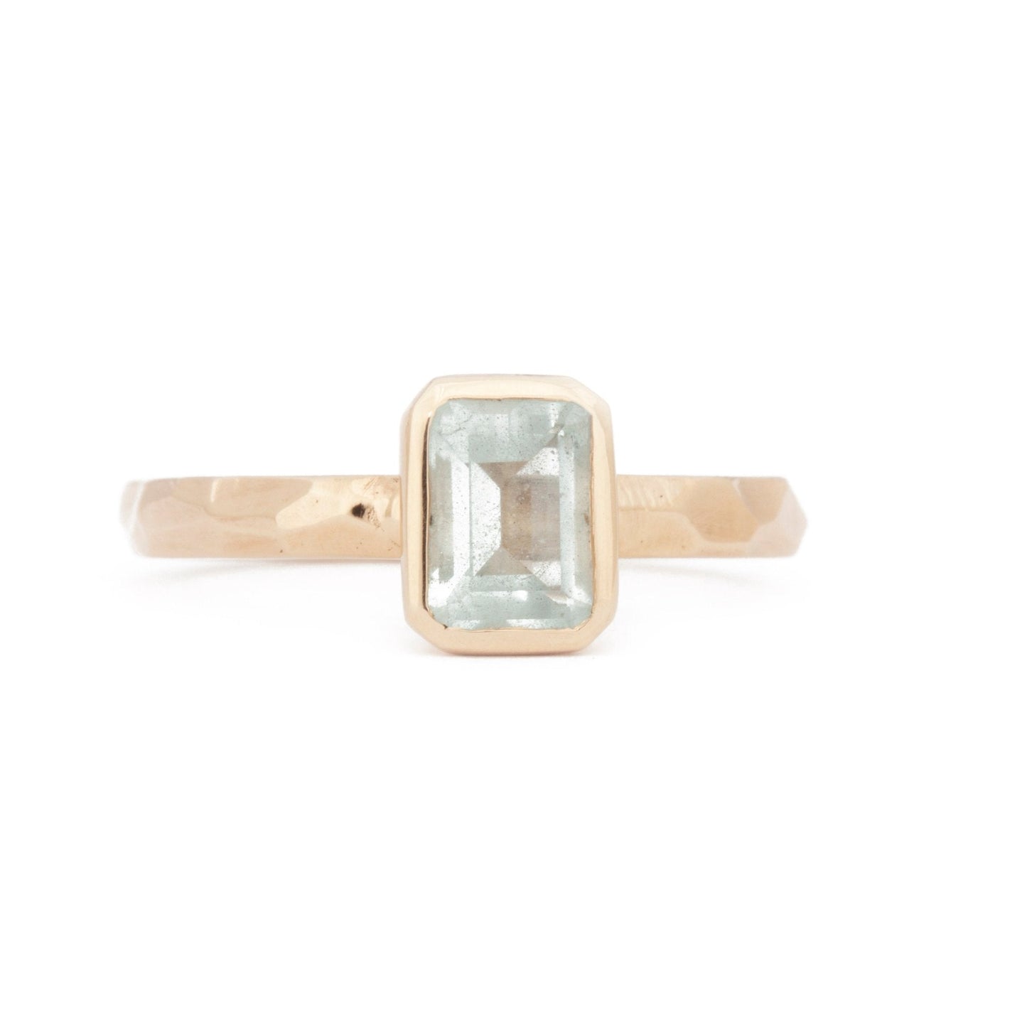 The Fairmined New Hampshire Aquamarine Emerald-Cut Carved Solitaire - W.R. Metalarts