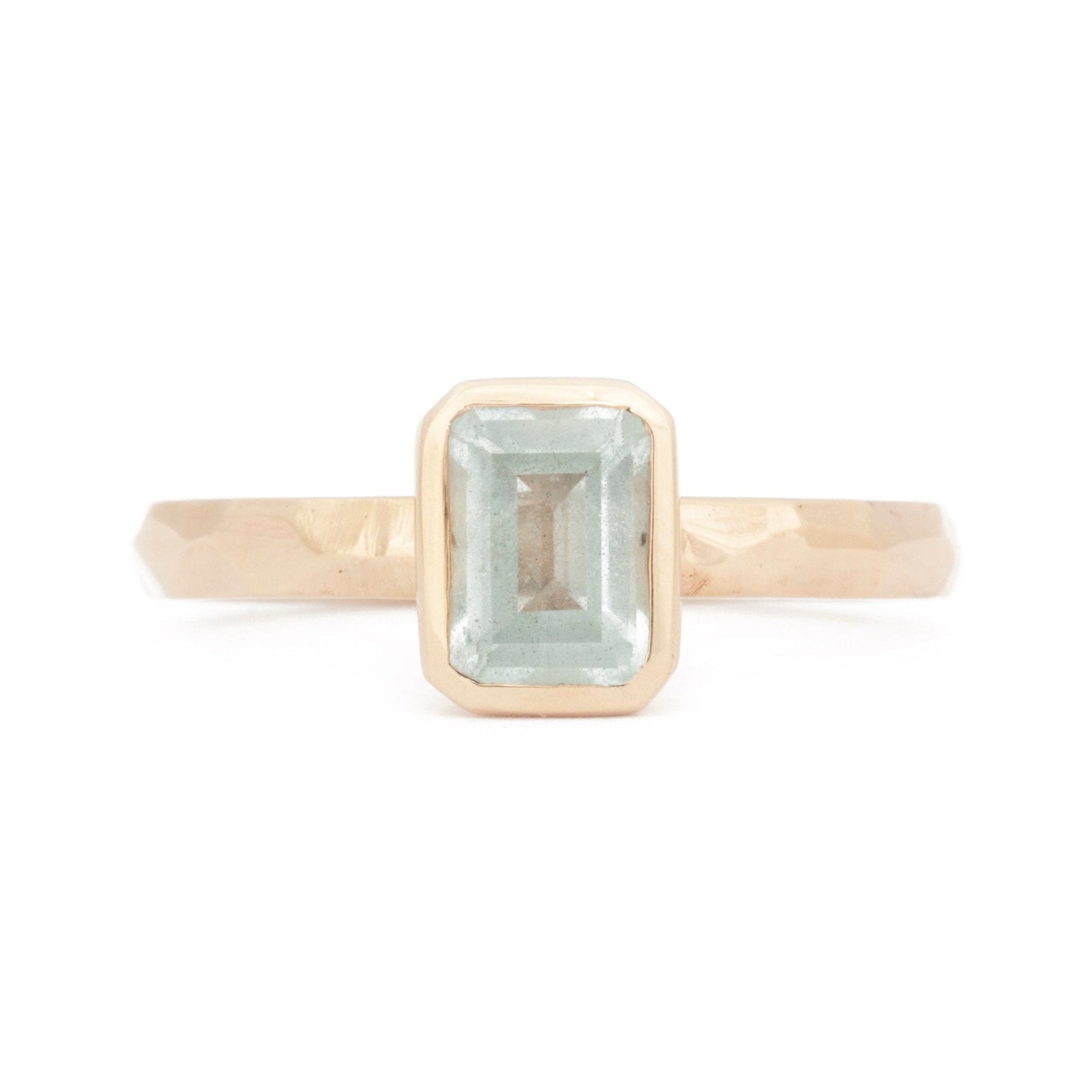 The Fairmined New Hampshire Aquamarine Emerald-Cut Carved Solitaire - W.R. Metalarts