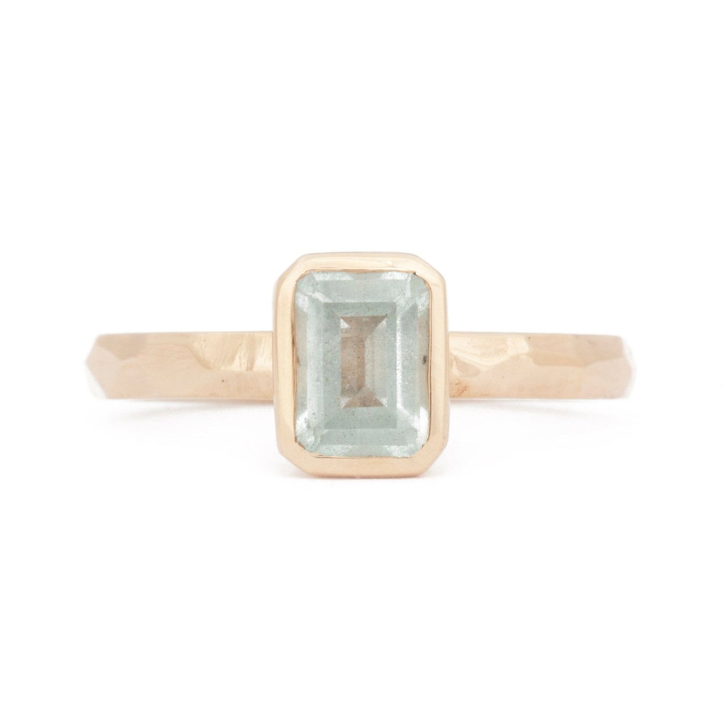 The Fairmined New Hampshire Aquamarine Emerald-Cut Carved Solitaire - W.R. Metalarts