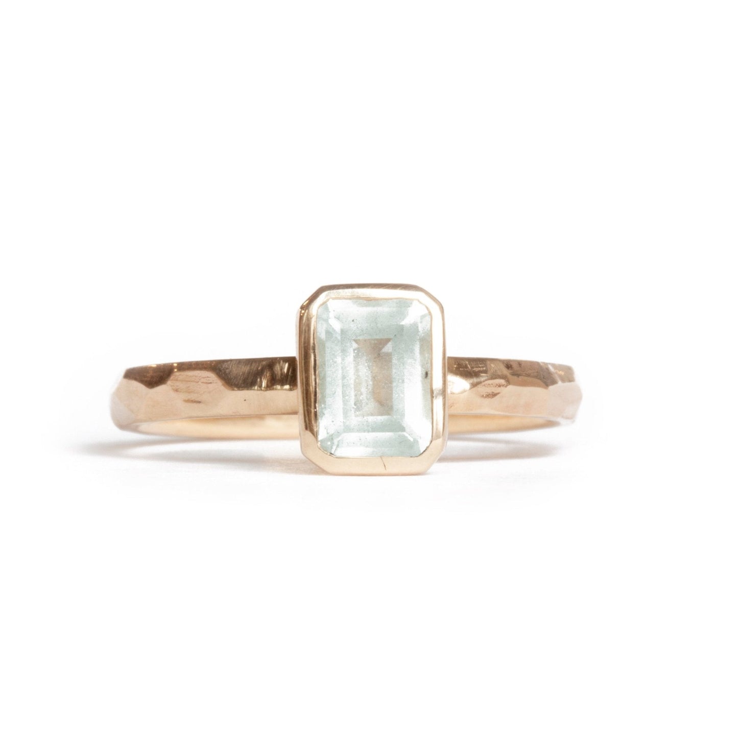 The Fairmined New Hampshire Aquamarine Emerald-Cut Carved Solitaire - W.R. Metalarts