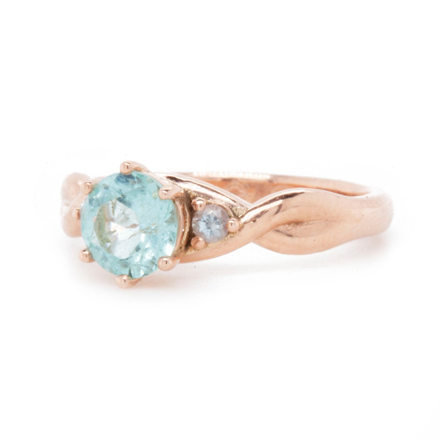 The Fairmined Rose Gold Three Stone Twist Ring - W.R. Metalarts
