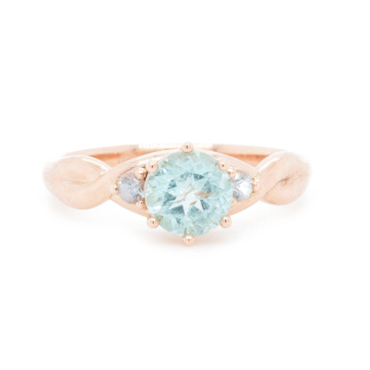 The Fairmined Rose Gold Three Stone Twist Ring - W.R. Metalarts