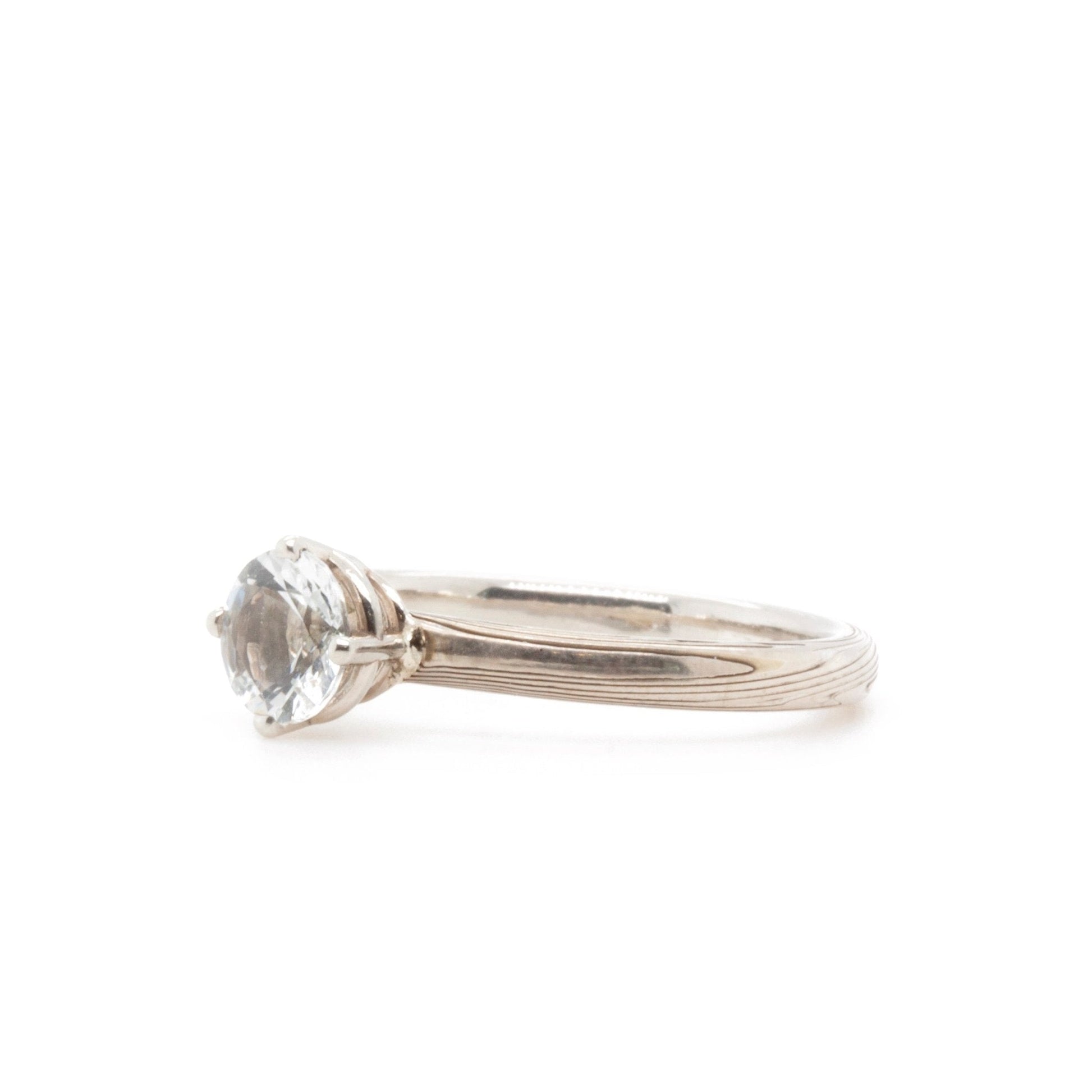 The Four-Prong Goshenite Mokume Solitaire - W.R. Metalarts