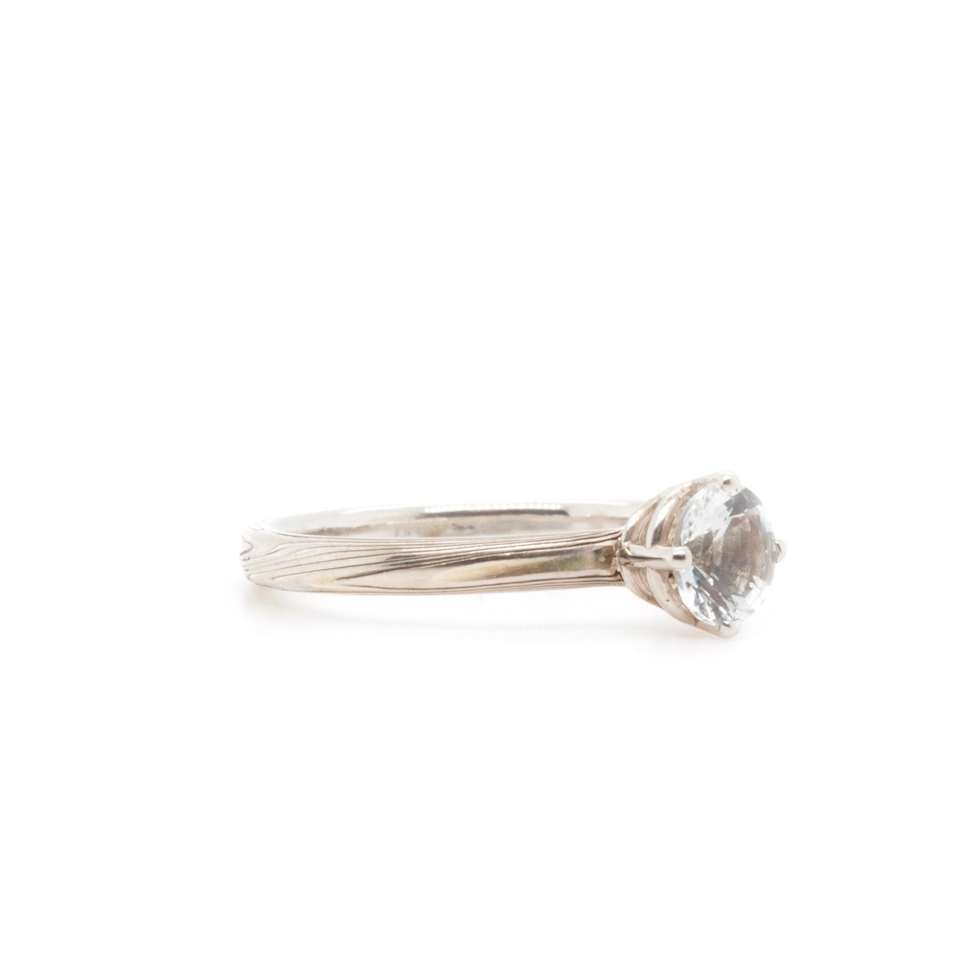 The Four-Prong Goshenite Mokume Solitaire - W.R. Metalarts