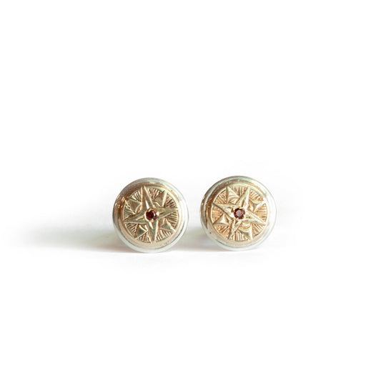 The Garnet Compass Cufflinks - W.R. Metalarts