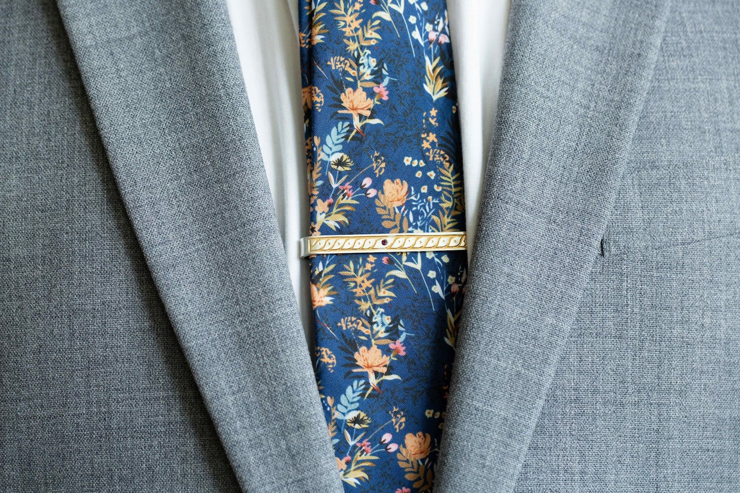 The Gilded Garnet Tie Bar - W.R. Metalarts