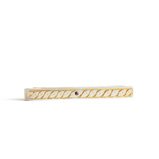 The Gilded Garnet Tie Bar - W.R. Metalarts