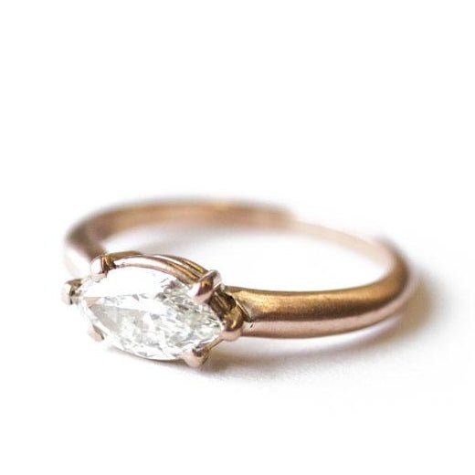 Fancy Offset Marquise Solitaire Ring Setting – .925 Sterling Silver, Made In USA