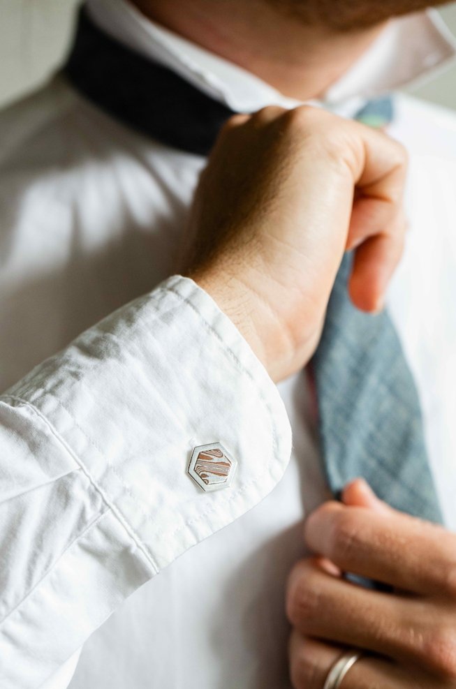 The Mokume Gane Hexagon Cufflinks - W.R. Metalarts