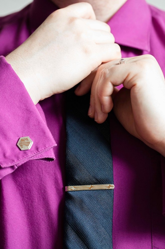 The Mokume Gane Hexagon Cufflinks - W.R. Metalarts